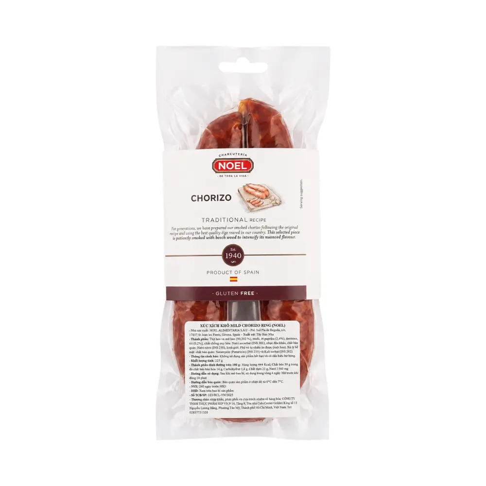 Xúc Xích Khô, Mild Chorizo Ring, Traditional Recipe (225g) - NOEL